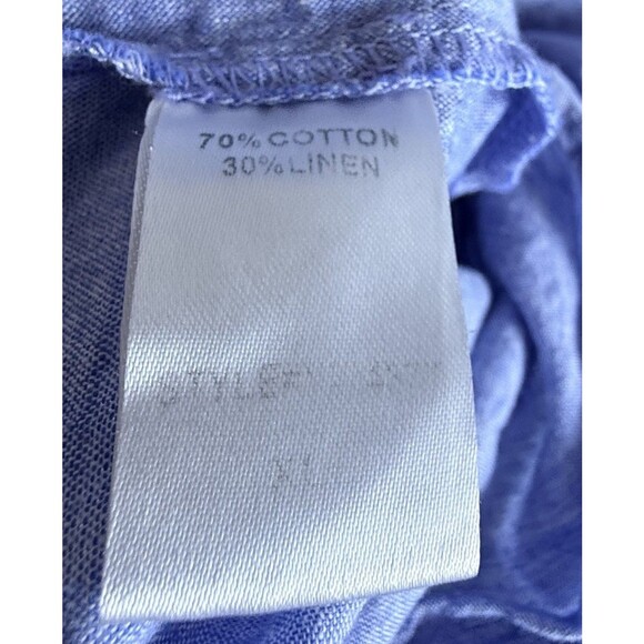 Pomander Place Womens Chambray Linen Blend Peplum Button Front Sz XL Tuckernuck - Picture 6 of 6